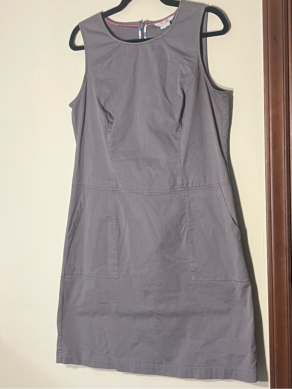 Boden | Cotton Chino Tunic Sleeveless Gray Midi Shift Workwear Dress Size 10